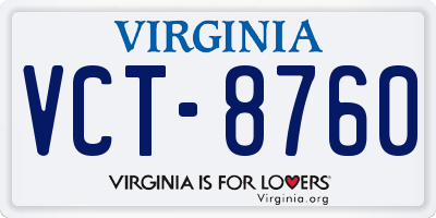 VA license plate VCT8760