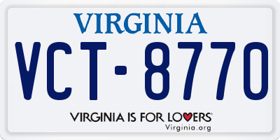 VA license plate VCT8770