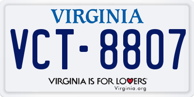 VA license plate VCT8807