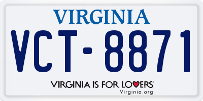 VA license plate VCT8871