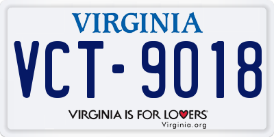 VA license plate VCT9018