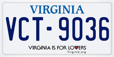 VA license plate VCT9036