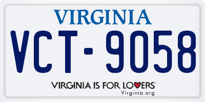 VA license plate VCT9058