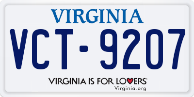 VA license plate VCT9207