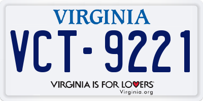 VA license plate VCT9221