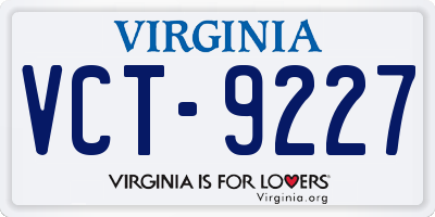 VA license plate VCT9227