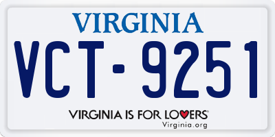 VA license plate VCT9251