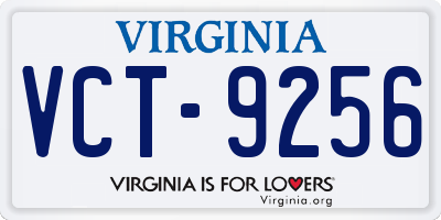 VA license plate VCT9256