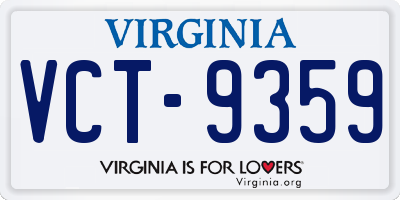 VA license plate VCT9359