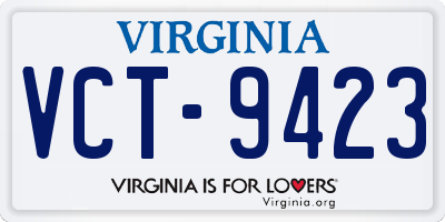 VA license plate VCT9423