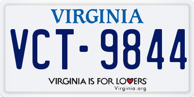 VA license plate VCT9844