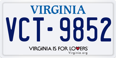 VA license plate VCT9852
