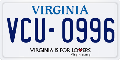 VA license plate VCU0996