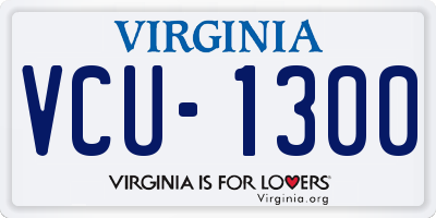 VA license plate VCU1300