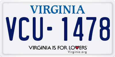 VA license plate VCU1478