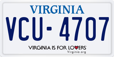 VA license plate VCU4707