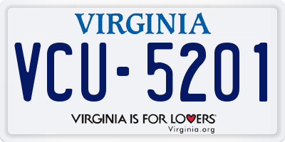 VA license plate VCU5201