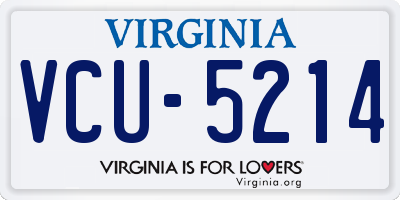 VA license plate VCU5214