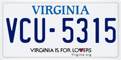 VA license plate VCU5315