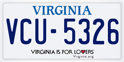 VA license plate VCU5326