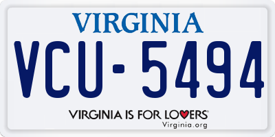 VA license plate VCU5494