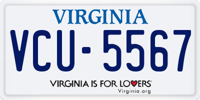 VA license plate VCU5567