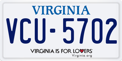 VA license plate VCU5702