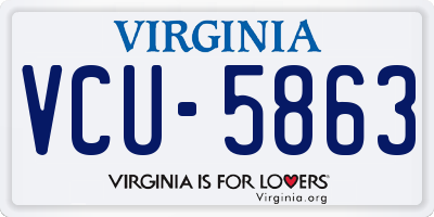 VA license plate VCU5863