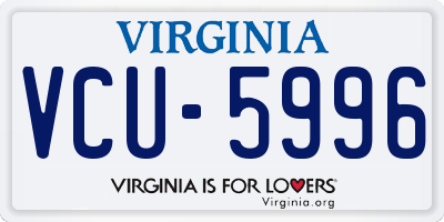VA license plate VCU5996