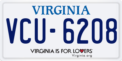 VA license plate VCU6208