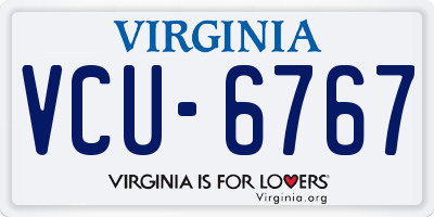 VA license plate VCU6767