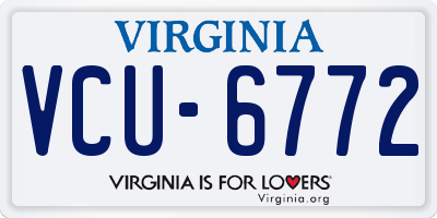VA license plate VCU6772