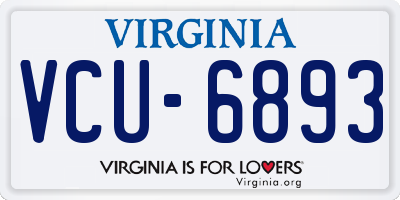 VA license plate VCU6893