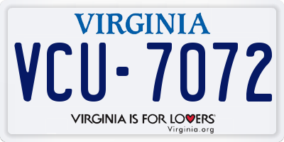 VA license plate VCU7072