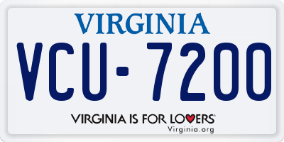 VA license plate VCU7200