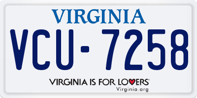 VA license plate VCU7258