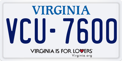 VA license plate VCU7600