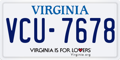 VA license plate VCU7678