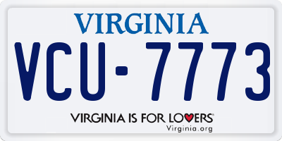 VA license plate VCU7773