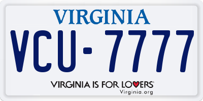 VA license plate VCU7777