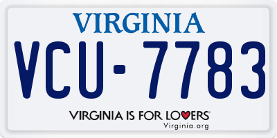 VA license plate VCU7783