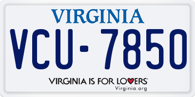 VA license plate VCU7850
