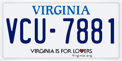 VA license plate VCU7881