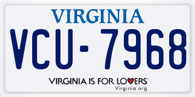 VA license plate VCU7968