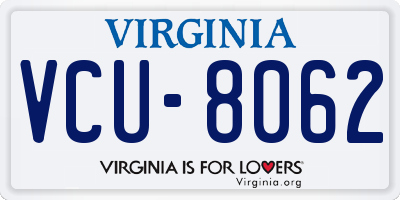 VA license plate VCU8062