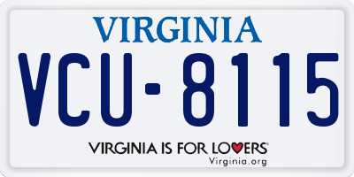VA license plate VCU8115