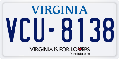 VA license plate VCU8138