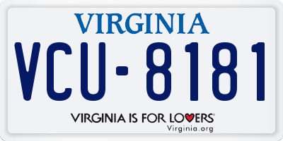 VA license plate VCU8181