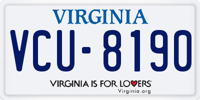 VA license plate VCU8190
