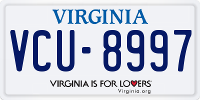 VA license plate VCU8997